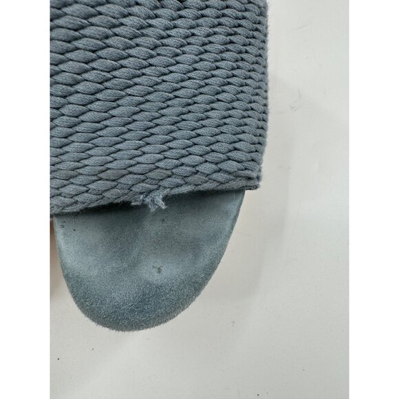 Veronica Beard Dali Woven Platform 8M Cork Wedge Sandals Blue Braided Leather - Picture 8 of 8